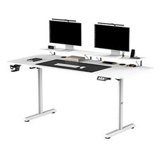 Pracovn stl, elektricky nastaviteln vka, 160X70 cm, 72-117 cm, HIGHLANDER XXL WHITE, bl, ULTR