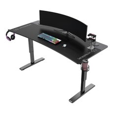 ULTRADESK Hern stl Ultradesk CRUISER BLACK, 160x70 cm, 66-82 cm, drk sluchtek, 3 otvory pro kab