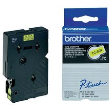 Brother originln pska do tiskrny ttk, Brother, TC-691, ern tisk/lut podklad, laminovan,