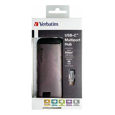 USB (3.1) hub 6-port, 49142, ed, dlka kabelu 15cm, Verbatim, 1x USB C, USB A, HDMI, Ethernet, te