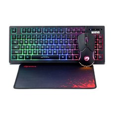 Marvo CM310 EN, RGB sada klvesnice s hern my a podlokou, US, hern, membrnov typ drtov (USB