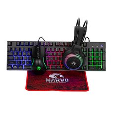 Marvo LOOT 40, sada klvesnice s hern my, podlokou a sluchtky, CZ/SK, drtov (USB), ern, pod