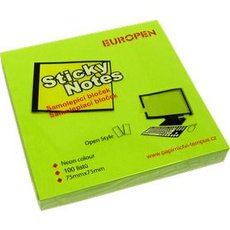 Bloek samolepc NOTES, 75x75mm, 100list, zelen  neon