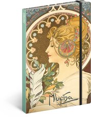 NOTIQUE Notes Alfons Mucha  Pero, nelinkovan, 13 x 21 cm