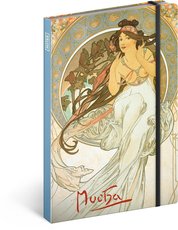 NOTIQUE Notes Alfons Mucha  Hudba, linkovan, 13 x 21 cm