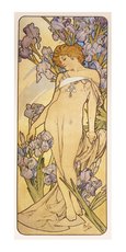 Pohled Alfons Mucha  Iris, dlouh
