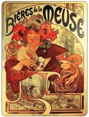 Cedule Alfons Mucha  Bieres, 30 x 40 cm