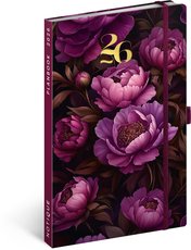 NOTIQUE Planbook di/notes Fialov kvty 2026, 13 x 21 cm