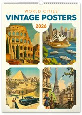 NOTIQUE Nstnn kalend Vintage plakty  svtov msta 2026, 33 x 46 cm