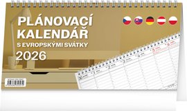 NOTIQUE Stoln kalend Plnovac s evropskmi svtky 2026, 25 x 12,5 cm