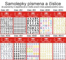 Samolepky psmena a slice, 450-462