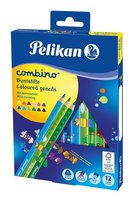 Pastelky PELIKAN Combino - 12 barev, trojhrann, nelmav         00811194