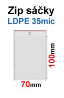 Sáčky ZIP SR03  70x100mm, 35mic, LDPE (100ks) s dírkou