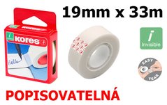 Pska lepc Invisible KORES, 19mm/33m, popisovateln   53319