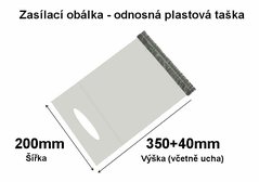 Oblka zaslac s uchem MDPE 200x350+40mm, 50mic - 1ks