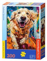 Puzzle Castorland 200 dílků - Zlatý retrívr v euforii   222292