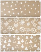 Papír vánoční balící bílý potisk 3 motivy. 200x70cm/70g     13201