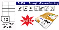 Etikety RAYFILM,A4/100lst(12) 105x49,6mm,bl matn inkjet/laser/copy R0100.0929A