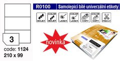 Etikety RAYFILM,A4/100lst(3) 210x99mm,bl matn inkjet/laser/copy R0100.1124A