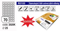Etikety RAYFILM,A4/100lst(70) O koleka 25mm,bl matn inkjet/laser/copy R0100.2525KA