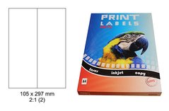 Etikety Print Emy 105x297mm, bílé, 2ks/arch, 100 archů, samolepící