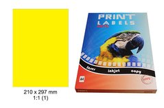 Etikety Print Emy 210x297mm, lut, 1ks/arch, 100 arch, samolepc