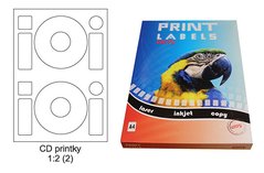 Etikety Print Emy CD, 2ks/arch, A4, 100 archů, bílé samolepící