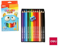 Pastelky DELI trojhrann JUMBO 12 barev Color Kids EC00600