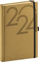 Diář denní Ajax 2024, zlatý, 15 × 21 cm            PGD-DA5AJ-4614