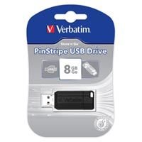 Verbatim USB flash disk, USB 2.0, 8GB, PinStripe, Store N Go, ern, 49062, USB A, s vsuv