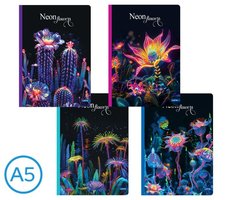 Kniha zznamov A5 linka 96l Neon flowers mix H236113