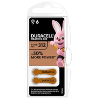 Baterie zinkovzdušná, ZA312, PR41, AC312, DA312, do naslouchadel, Duracell, blistr, 6-pack, 42437