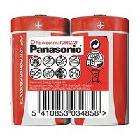 Baterie zinkouhlíková, D (R20), velký monočlánek, D, 1.5V, Panasonic, folie, 2-pack