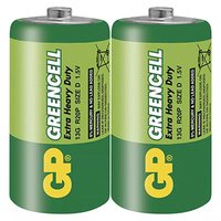 Baterie jednorzov zinkochloridov, velk monolnek, D, 1.5V, GP, flie, 2-pack, Greencell