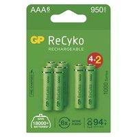 Nabjec baterie, AAA (HR03), 1.2V, 950 mAh, GP, paprov krabika, 6-pack, ReCyko