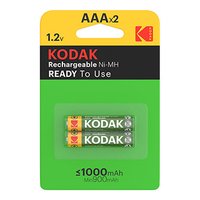 Baterie nabjec Ni-MH, tukov, AAA, 1.2V, Kodak, blistr, 2-pack, KOD-REC001, 1000 mAh