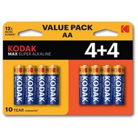Baterie jednorzov alkalick, tukov, AA, 1.5V, Kodak, blistr, 8-pack, KOD-LR6MAXBL8, Alkaline Max