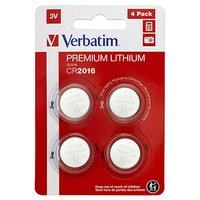 Baterie lithiov, knoflkov, CR2016, 3V, Verbatim, blistr, 4-pack, 49531