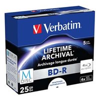 Verbatim M-DISC BD-R, Single layer Single layer/Injekt printable, 25GB, jewel box, 43823, 4x, 5-pack