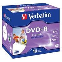Verbatim DVD+R, Wide Inkjet Printable ID Brand, 43508, 4.7GB, 16x, jewel box, 10-pack, 12cm, pro arc