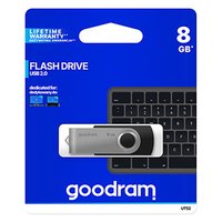 Goodram USB flash disk, USB 2.0, 8GB, UTS2, černý, UTS2-0080K0R11, USB A, s otočnou krytkou