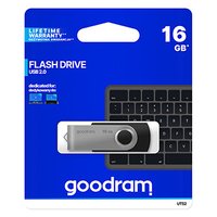 Goodram USB flash disk, USB 2.0, 16GB, UTS2, ern, UTS2-0160K0R11, USB A, s otonou krytkou