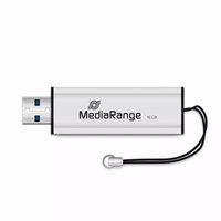 MediaRange USB flash disk, USB USB 3.0 (3.2 Gen 1), 16GB, stbrn, MR915, USB A, s poutkem, vysouva