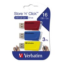 Verbatim USB flash disk, USB 3.0, 16GB, Store N Click, mix barev, 49306, USB A, s vsuvnm konektore