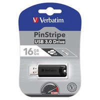 Verbatim USB flash disk, USB 3.0, 16GB, PinStripe, Store N Go, ern, 49316, USB A, s vsuvnm konek