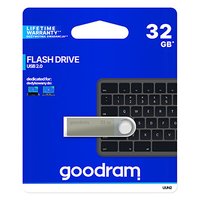 Goodram USB flash disk, USB 2.0, 32GB, UUN2, stbrn, UUN2-0320S0R11, USB A, s poutkem