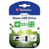 Verbatim USB flash disk, USB 2.0, 32GB, Nano, Store N Stay, ern, 98130, USB A