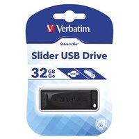 Verbatim USB flash disk, USB 2.0, 32GB, Slider, ern, 98697, USB A, s vsuvnm konektorem