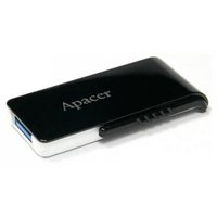 Apacer USB flash disk, USB 3.0, 64GB, AH350, ern, AP64GAH350B-1, USB A, s vsuvnm konektorem