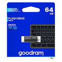 Goodram USB flash disk, USB 2.0, 64GB, UCU2, ern, UCU2-0640K0R11, USB A, s otonou krytkou